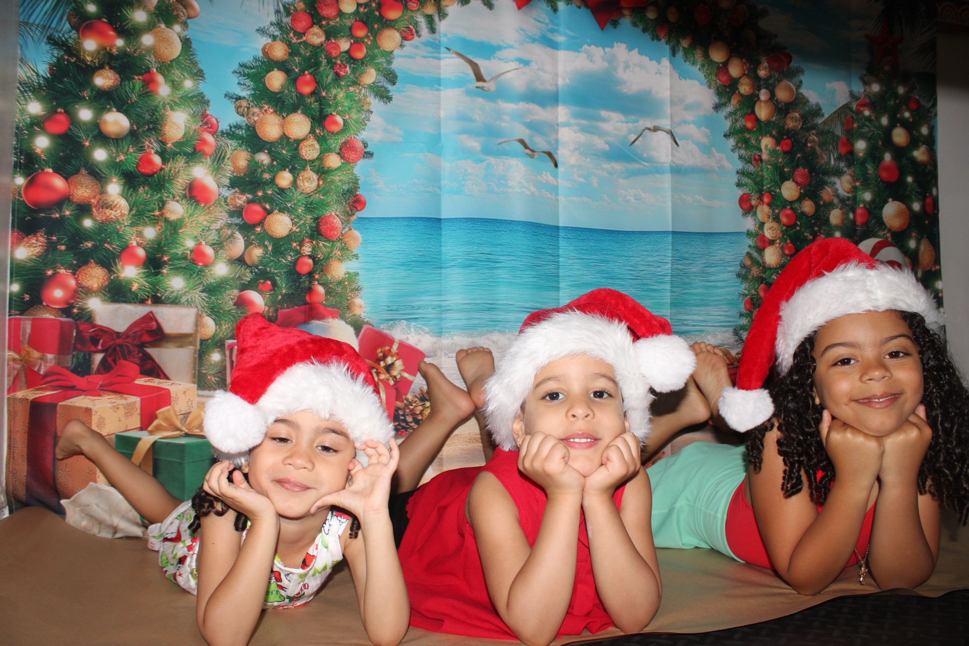 Children smiling together during a holiday celebration